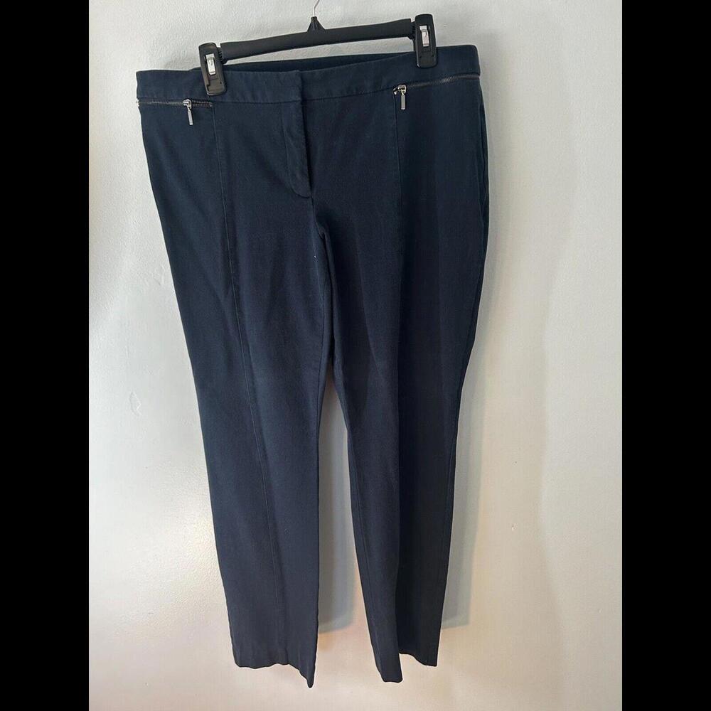 Alfani Women's Navy Rayon Blend Straight Leg Flat Front Pull On Pant Size 16